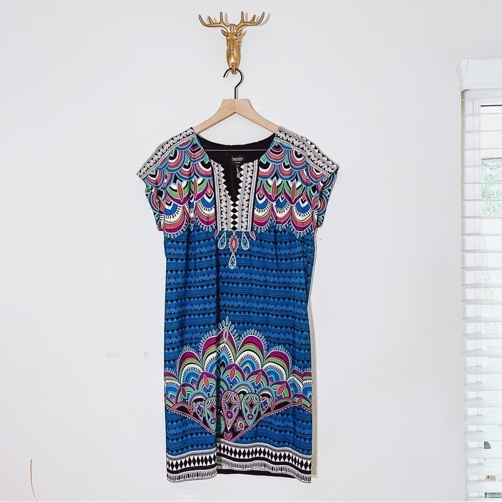 Laundry by Shelli Segal Women's Blue/Multi Color Mini Dress Size Medium